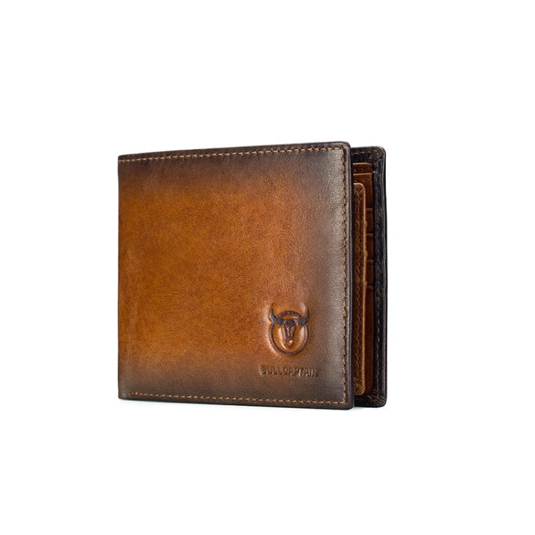 BULL CAPTAIN 05 Men Leather Wallet Anti-Theft Multi-Card Bit Soft Cowhide Wallet, Colour: Yellow Brown Eurekaonline