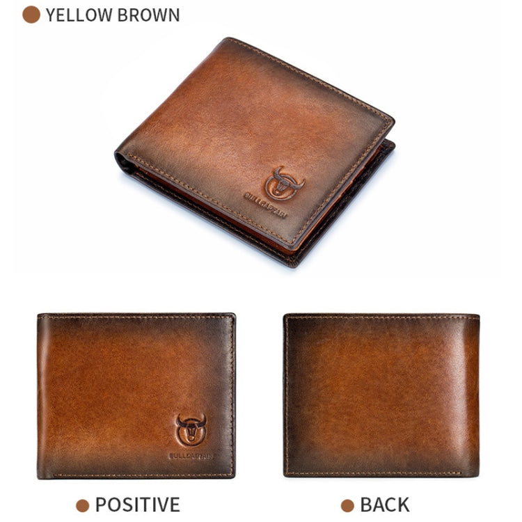 BULL CAPTAIN 05 Men Leather Wallet Anti-Theft Multi-Card Bit Soft Cowhide Wallet, Colour: Yellow Brown Eurekaonline