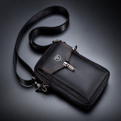 BULL CAPTAIN 076 Retro Leather Mobile Phone Waist Bag Men Leather Messenger Bag(Black) Eurekaonline