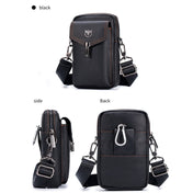 BULL CAPTAIN 076 Retro Leather Mobile Phone Waist Bag Men Leather Messenger Bag(Black) Eurekaonline