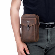 BULL CAPTAIN 076 Retro Leather Mobile Phone Waist Bag Men Leather Messenger Bag(Black) Eurekaonline