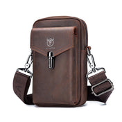 BULL CAPTAIN 076 Retro Leather Mobile Phone Waist Bag Men Leather Messenger Bag(Brown) Eurekaonline