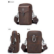 BULL CAPTAIN 076 Retro Leather Mobile Phone Waist Bag Men Leather Messenger Bag(Brown) Eurekaonline