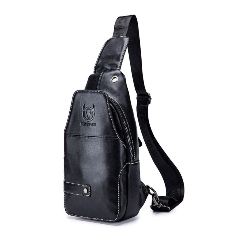 BULL CAPTAIN 087 Men Leather Shoulder Bag First-Layer Cowhide Sports Chest Bag(Black) Eurekaonline