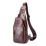 BULL CAPTAIN 087 Men Leather Shoulder Bag First-Layer Cowhide Sports Chest Bag(Brown) Eurekaonline