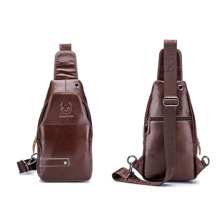 BULL CAPTAIN 087 Men Leather Shoulder Bag First-Layer Cowhide Sports Chest Bag(Brown) Eurekaonline