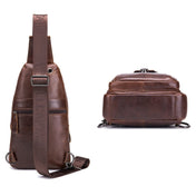 BULL CAPTAIN 110 Men Leather Shoulder Bag Cowhide Leather Multi-Function Chest Bag(Brown) Eurekaonline