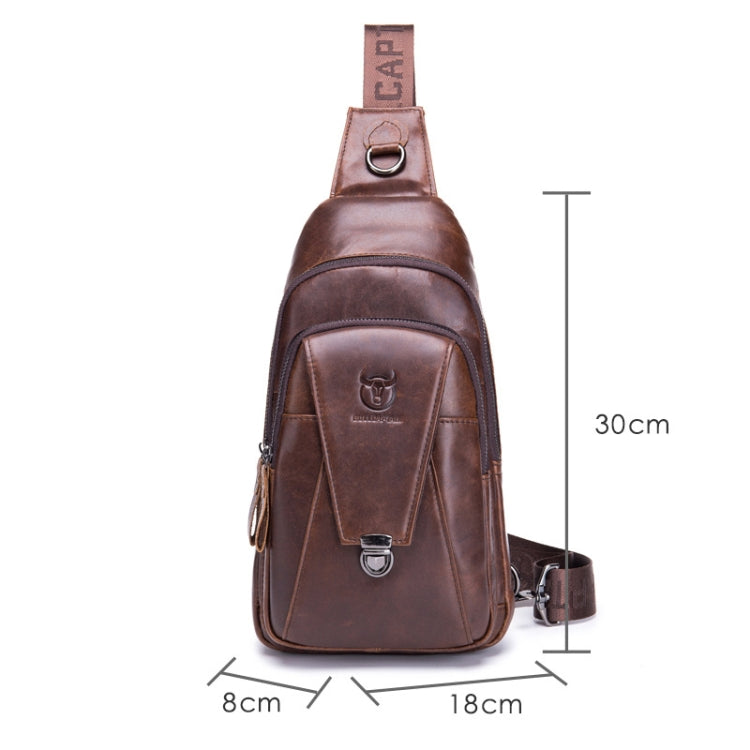 BULL CAPTAIN 110 Men Leather Shoulder Bag Cowhide Leather Multi-Function Chest Bag(Brown) Eurekaonline