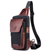 BULL CAPTAIN 9999 Leather Men Chest Bag First-Layer Cowhide Casual Shoulder Bag, Colour: Brown Eurekaonline