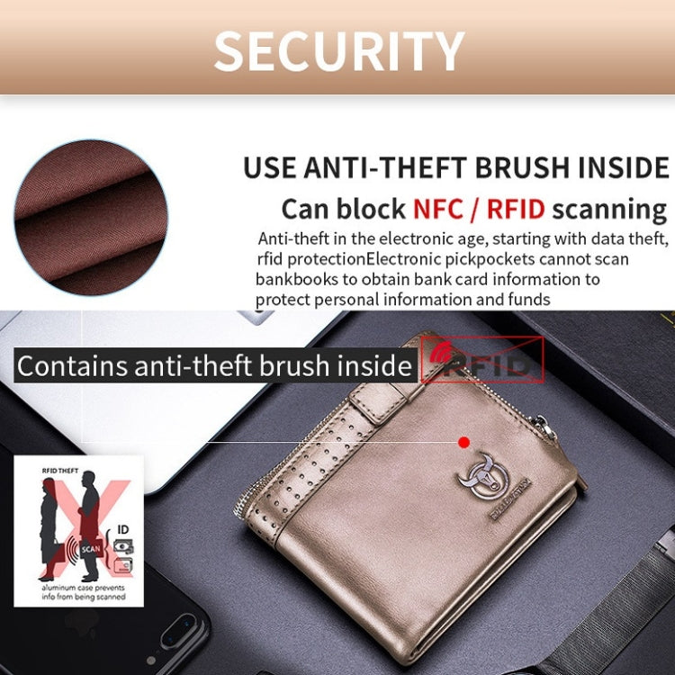 BULL CAPTAIN Anti-theft Brush Leather Wallet For Men(Black) Eurekaonline