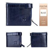 BULL CAPTAIN Anti-theft Brush Leather Wallet For Men(Blue) Eurekaonline