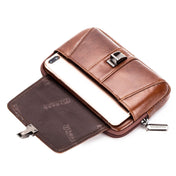 BULL CAPTAIN Multifunctional Leather Mobile Phone Small Waist Bag For Men(Vertical Black) Eurekaonline