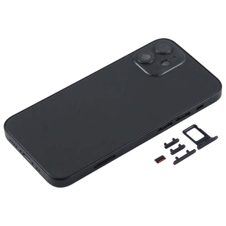 Back Housing Cover with SIM Card Tray & Side  Keys & Camera Lens for iPhone 12 mini(Black) Eurekaonline