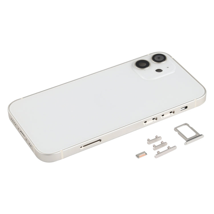 Back Housing Cover with SIM Card Tray & Side  Keys & Camera Lens for iPhone 12 mini(White) Eurekaonline