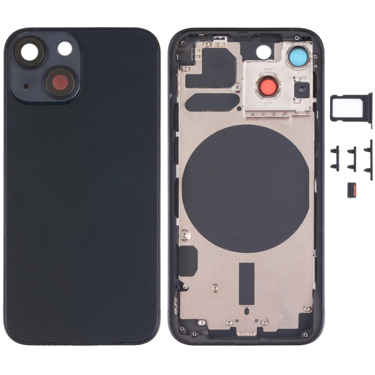 Back Housing Cover with SIM Card Tray & Side  Keys & Camera Lens for iPhone 13 Mini(Black) Eurekaonline