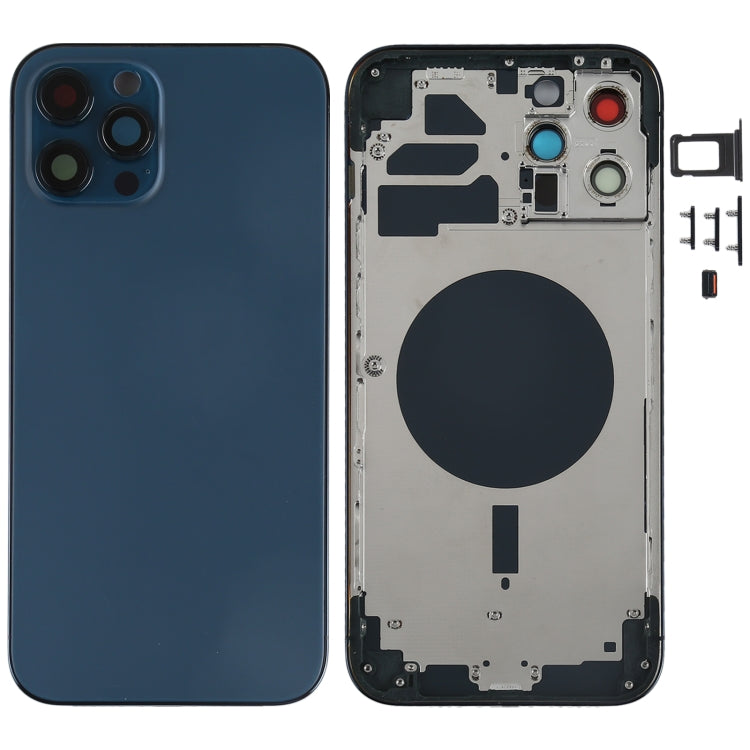 Back Housing Cover with SIM Card Tray & Side keys & Camera Lens for iPhone 12 Pro Max(Blue) Eurekaonline