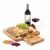 Bamboo Cheese Board With Cutter Cheese Drawer Plate, Size: 33x33x3.5cm(Square) Eurekaonline