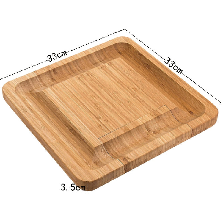 Bamboo Cheese Board With Cutter Cheese Drawer Plate, Size: 33x33x3.5cm(Square) Eurekaonline