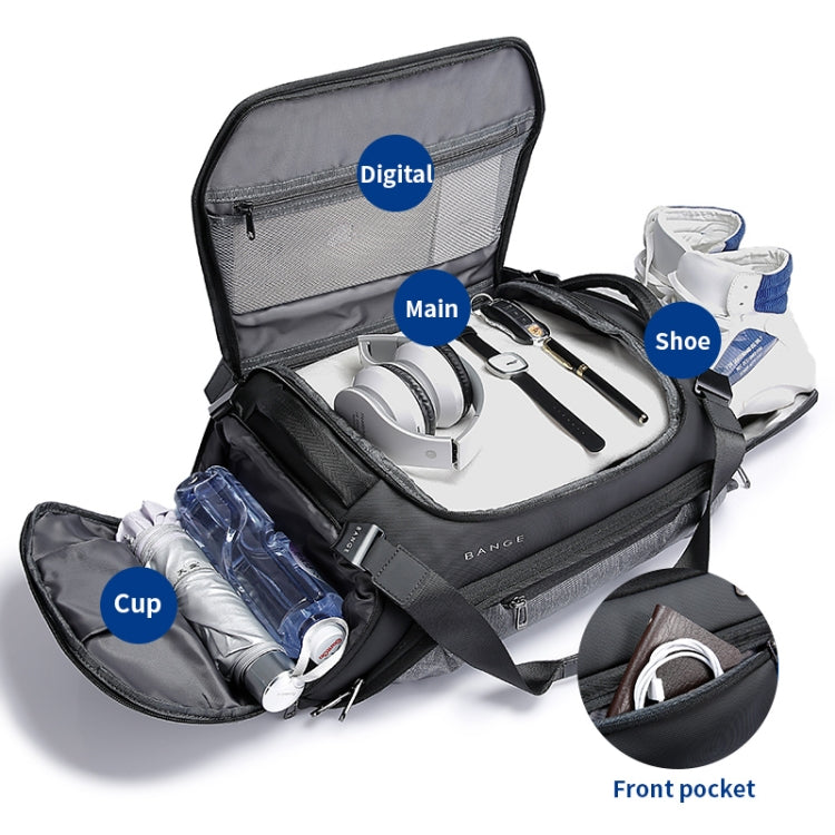 Bange BG-7561 Wet and Dry Separation Fitness Travel Bag for Men / Women, Size: 52 x 24 x 22cm(Grey) Eurekaonline