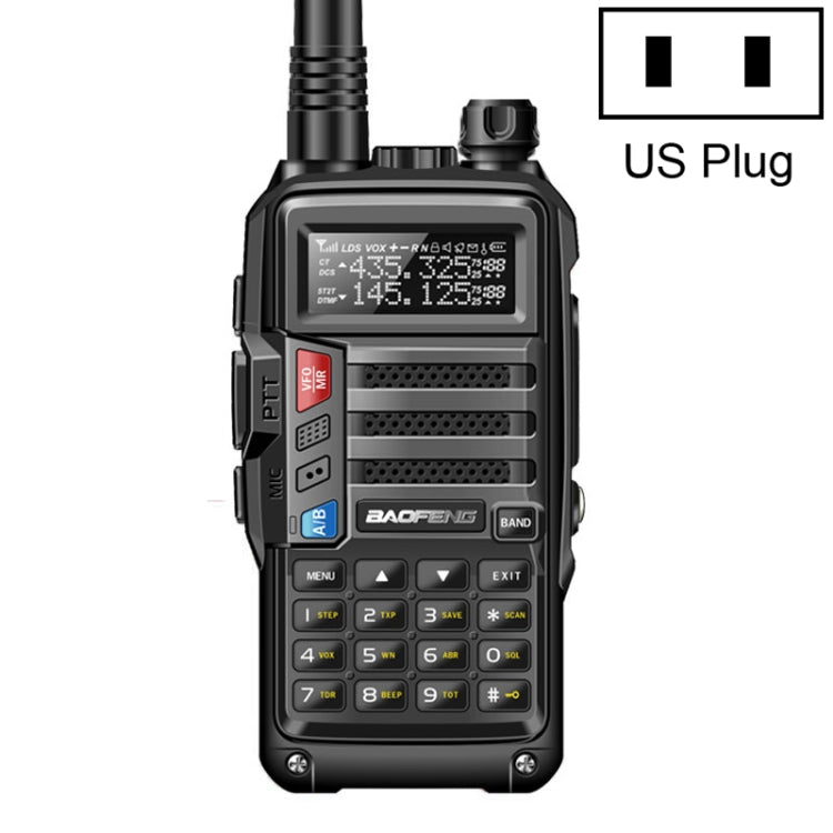 Baofeng BF-UV5R Plus S9 FM Interphone Handheld Walkie Talkie, US Plug (Black) Eurekaonline