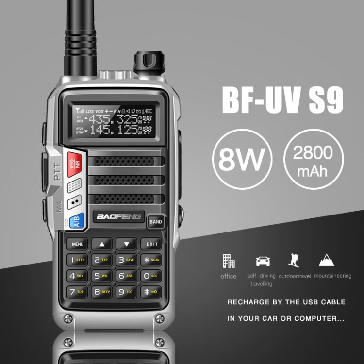 Baofeng BF-UV5R Plus S9 FM Interphone Handheld Walkie Talkie, US Plug (Black) Eurekaonline