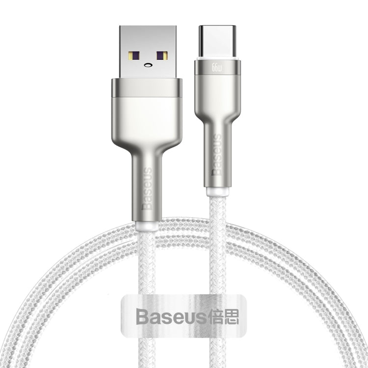 Baseus CAKF000102 Cafule Series 66W USB to USB-C / Type-C Metal Data Cable, Cable Length:1m(White) Eurekaonline