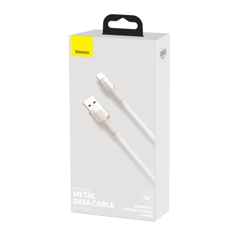 Baseus CAKF000102 Cafule Series 66W USB to USB-C / Type-C Metal Data Cable, Cable Length:1m(White) Eurekaonline