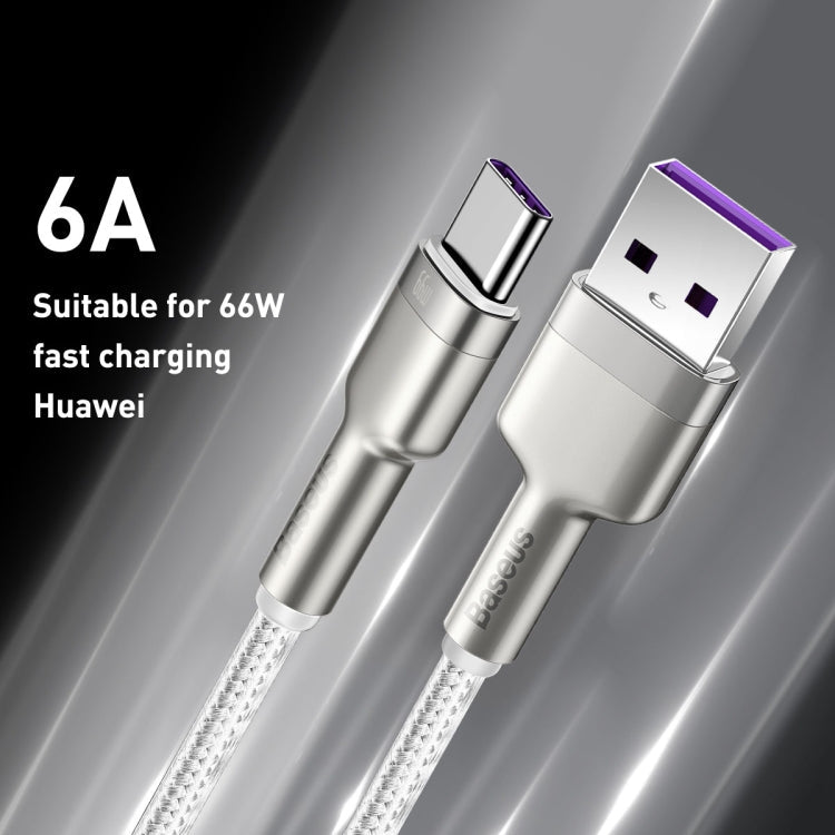 Baseus CAKF000102 Cafule Series 66W USB to USB-C / Type-C Metal Data Cable, Cable Length:1m(White) Eurekaonline