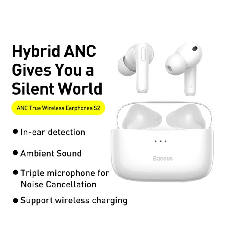 Baseus SIMU S2 ANC True Wireless Earphones with Charging Case(White) Eurekaonline