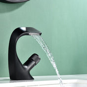 Basin Waterfall Type Hot & Cold Water All-Copper Faucet Bathroom Sanitary Ware (Black) Eurekaonline