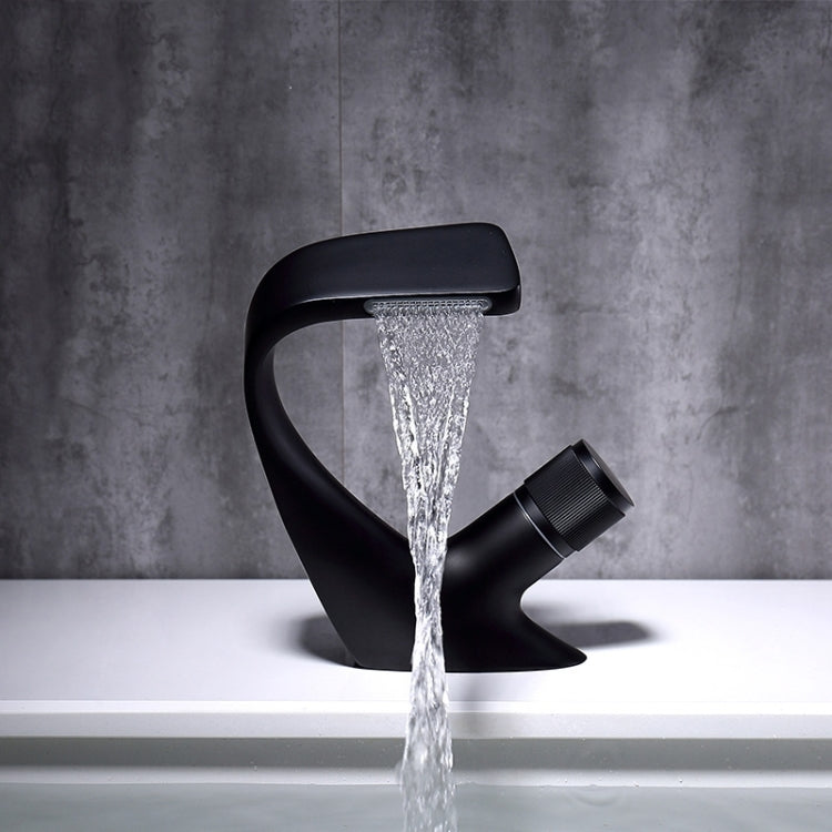 Basin Waterfall Type Hot & Cold Water All-Copper Faucet Bathroom Sanitary Ware (Black) Eurekaonline