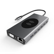 Basix T15 15 in 1 USB-C / Type-C to HDMI + VGA + USB 3.0x4 + USB 2.0x3 + SD + TF + RJ45 + PD + 3.5 Audio + 10W Converter Eurekaonline