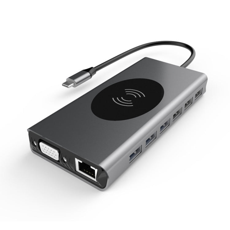 Basix T15 15 in 1 USB-C / Type-C to HDMI + VGA + USB 3.0x4 + USB 2.0x3 + SD + TF + RJ45 + PD + 3.5 Audio + 10W Converter Eurekaonline