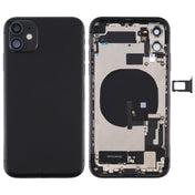 Battery Back Cover Assembly (with Side Keys & Power Button + Volume Button Flex Cable & Wireless Charging Module & Motor & Charging Port & Speaker Ringer Buzzer & Card Tray & Camera Lens Cover) for iPhone 11(Black) Eurekaonline