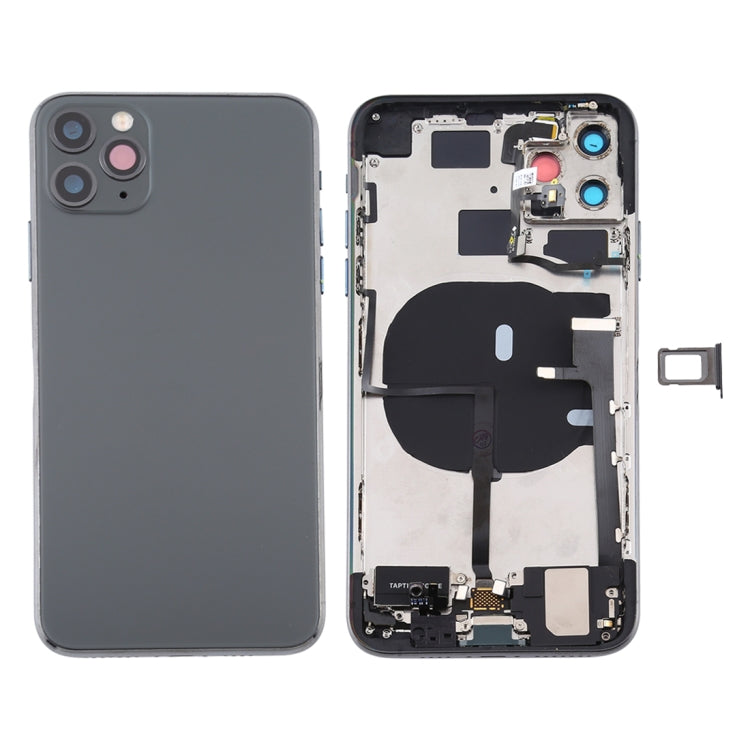 Battery Back Cover Assembly (with Side Keys & Power Button + Volume Button Flex Cable & Wireless Charging Module & Motor & Charging Port & Speaker Ringer Buzzer & Card Tray & Camera Lens Cover) for iPhone 11 Pro(Grey) Eurekaonline