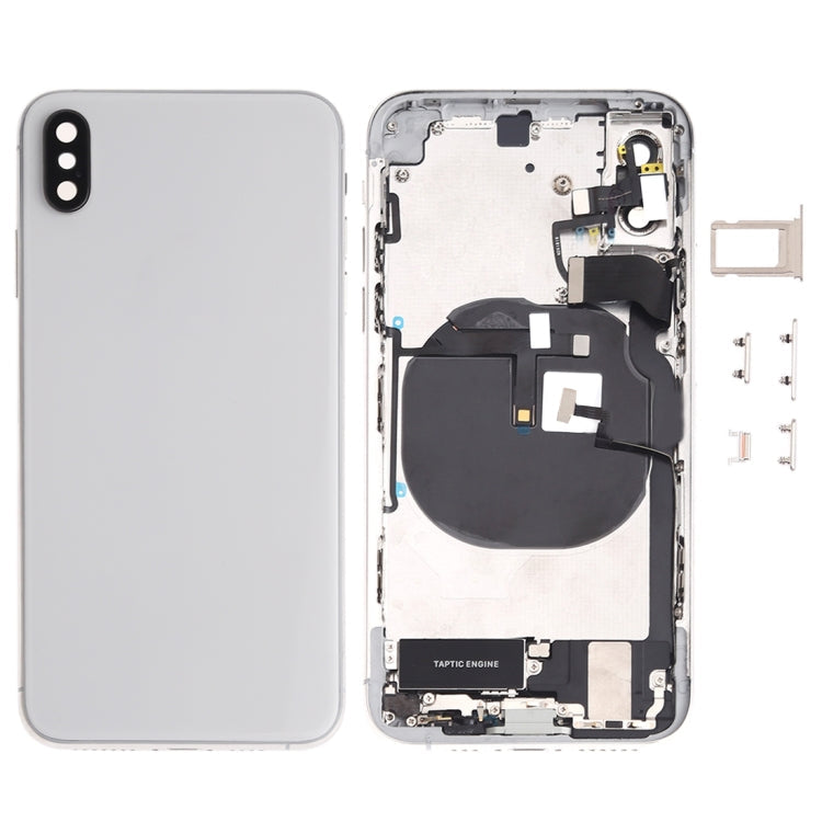 Battery Back Cover Assembly (with Side Keys & Speaker Ringer Buzzer & Motor & Camera Lens & Card Tray & Power Button + Volume Button + Charging Port + Signal Flex Cable & Wireless Charging Module) for iPhone XS(White) Eurekaonline