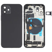 Battery Back Cover Assembly (with Side Keys & Speaker Ringer Buzzer & Motor & Camera Lens & Card Tray & Power Button + Volume Button + Charging Port & Wireless Charging Module) for iPhone 12(Black) Eurekaonline