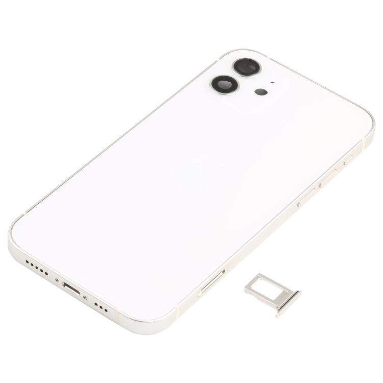 Battery Back Cover Assembly (with Side Keys & Speaker Ringer Buzzer & Motor & Camera Lens & Card Tray & Power Button + Volume Button + Charging Port & Wireless Charging Module) for iPhone 12(White) Eurekaonline