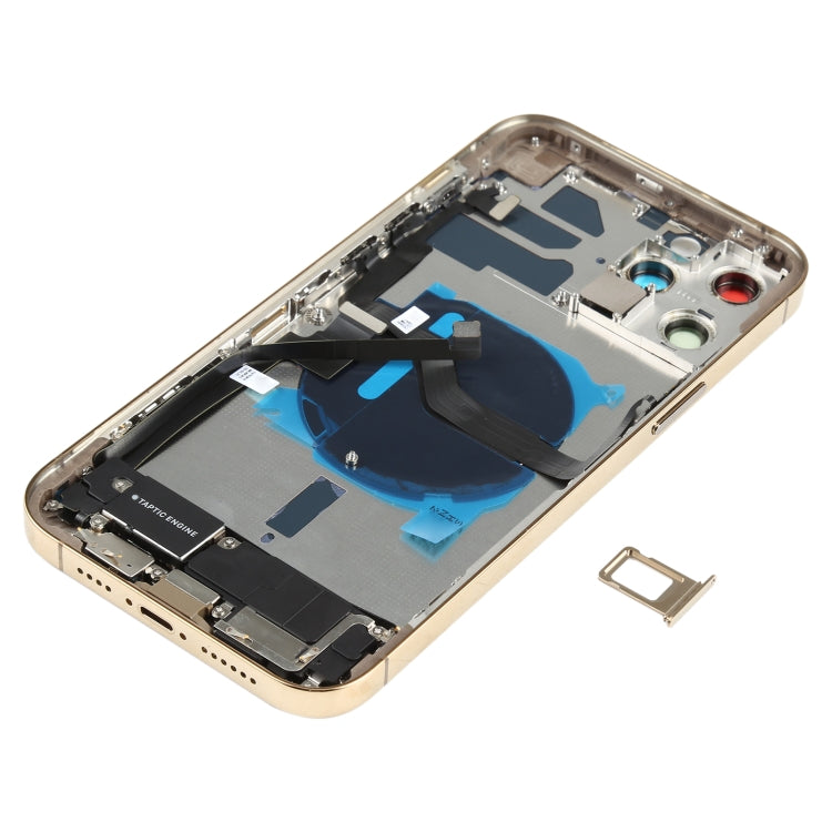 Battery Back Cover Assembly (with Side Keys & Speaker Ringer Buzzer & Motor & Camera Lens & Card Tray & Power Button + Volume Button + Charging Port & Wireless Charging Module) for iPhone 12 Pro Max(Gold) Eurekaonline