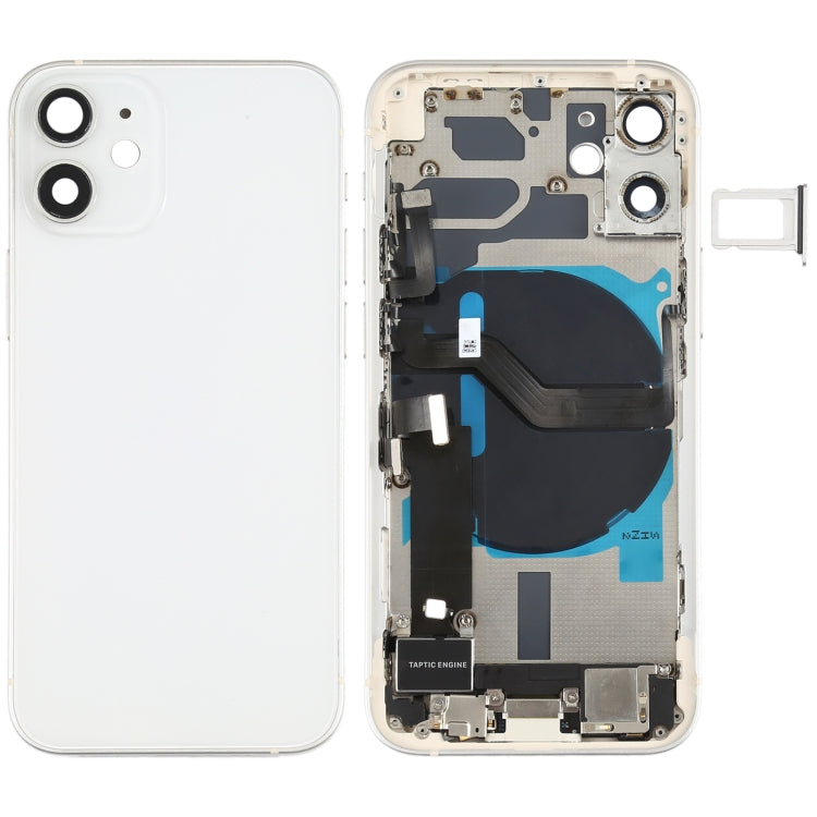 Battery Back Cover Assembly (with Side Keys & Speaker Ringer Buzzer & Motor & Camera Lens & Card Tray & Power Button + Volume Button + Charging Port & Wireless Charging Module) for iPhone 12 Mini(White) Eurekaonline