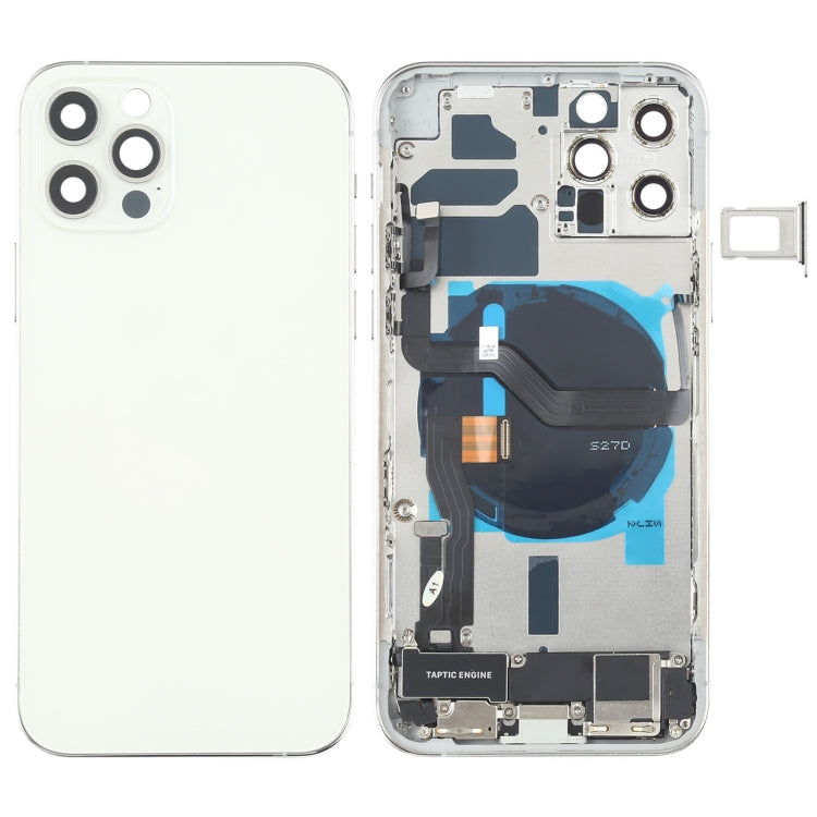 Battery Back Cover Assembly (with Side Keys & Speaker Ringer Buzzer & Motor & Camera Lens & Card Tray & Power Button + Volume Button + Charging Port & Wireless Charging Module) for iPhone 12 Pro(White) Eurekaonline