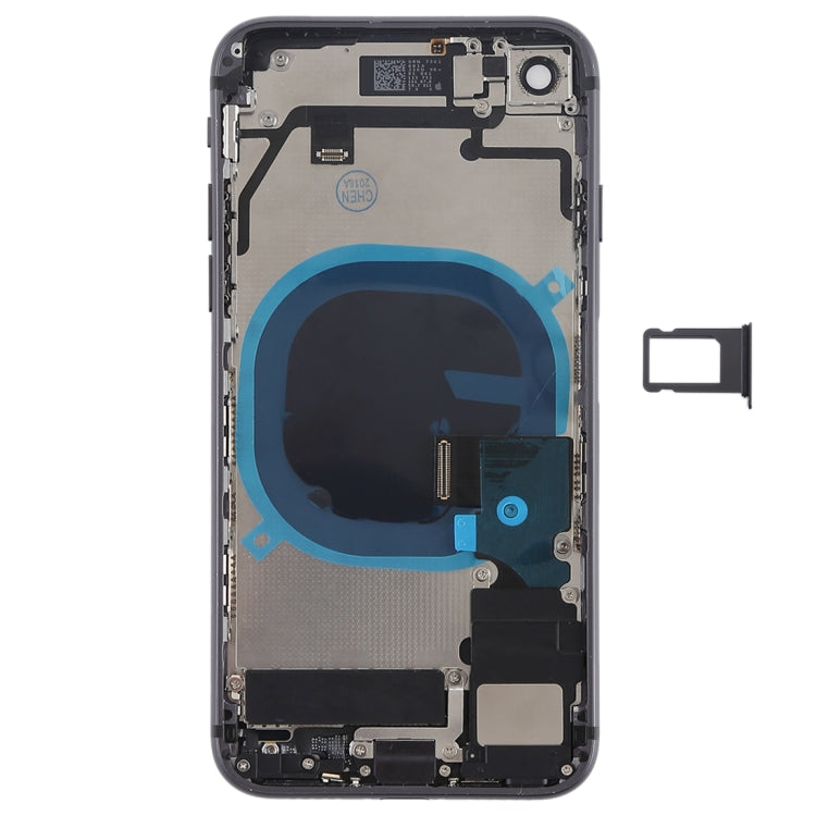 Battery Back Cover Assembly with Side Keys & Vibrator & Speaker Ringer Buzzer & Power Button + Volume Button Flex Cable & Card Tray for iPhone 8(Black) Eurekaonline