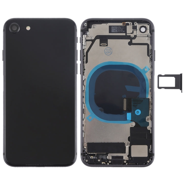 Battery Back Cover Assembly with Side Keys & Vibrator & Speaker Ringer Buzzer & Power Button + Volume Button Flex Cable & Card Tray for iPhone 8(Black) Eurekaonline