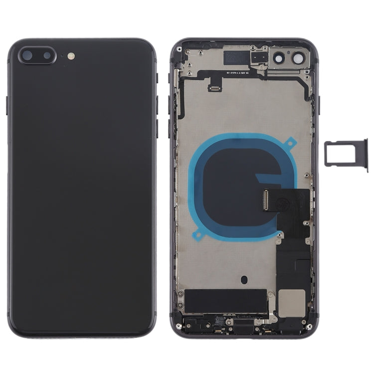 Battery Back Cover Assembly with Side Keys & Vibrator & Speaker Ringer Buzzer & Power Button + Volume Button Flex Cable & Card Tray for iPhone 8 Plus(Black) Eurekaonline
