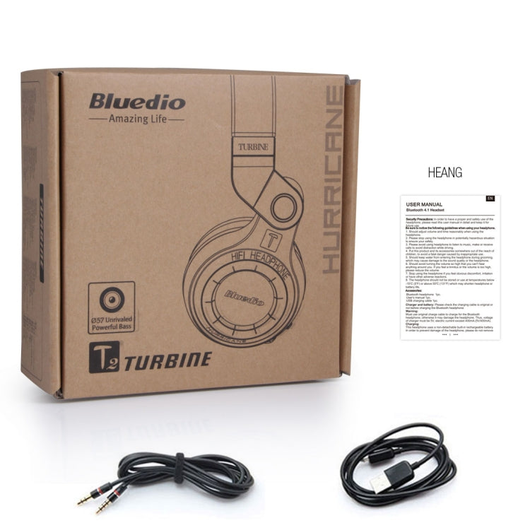 Bluedio T2 Turbine Wireless Bluetooth 4.1 Stereo Headphones Headset with Mic, For iPhone, Samsung, Huawei, Xiaomi, HTC and Other Smartphones, All Audio Devices(Black) Eurekaonline