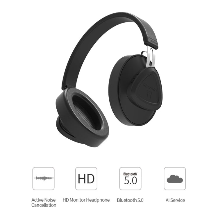 Bluedio TMS Bluetooth Version 5.0 Headset Bluetooth Headset Can Connect Cloud Data to APP(Black) Eurekaonline