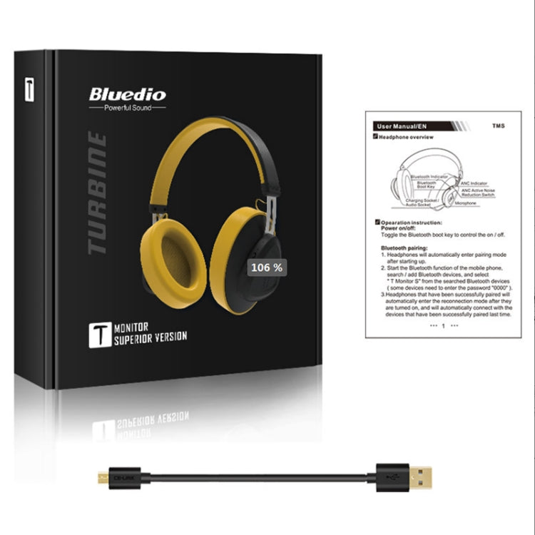 Bluedio TMS Bluetooth Version 5.0 Headset Bluetooth Headset Can Connect Cloud Data to APP(Yellow) Eurekaonline