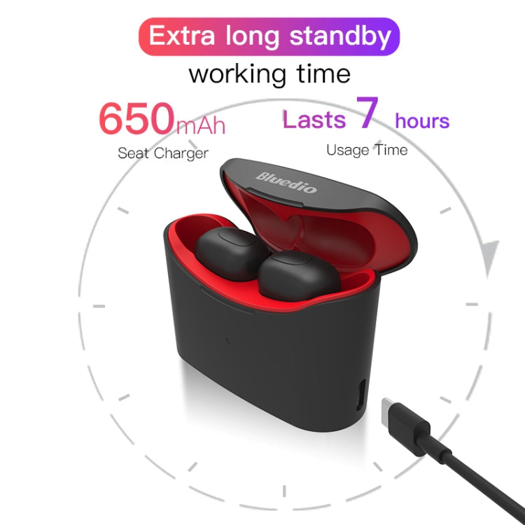 Bluedio TWS T-elf Bluetooth Version 5.0 In-Ear Bluetooth Headset with Headphone Charging Cabin(Red) Eurekaonline