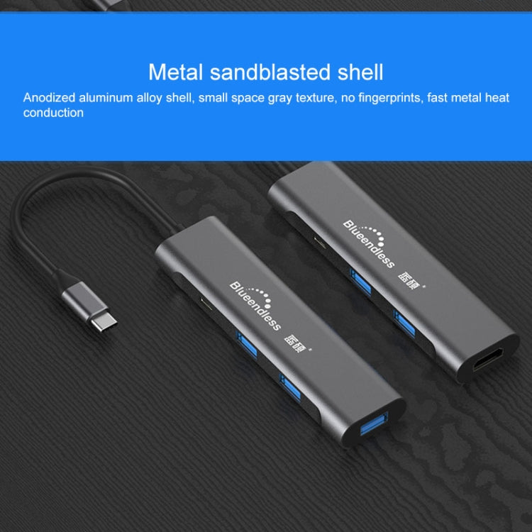 Blueendless 4 In 1 Multi-function Type-C / USB-C to HDMI + PD + Dual USB 3.0 HUB Expansion Dock Eurekaonline