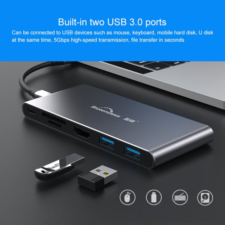 Blueendless 6 In 1 Multi-function Type-C / USB-C HUB Expansion Dock M.2 NGFF Solid State Drive Eurekaonline